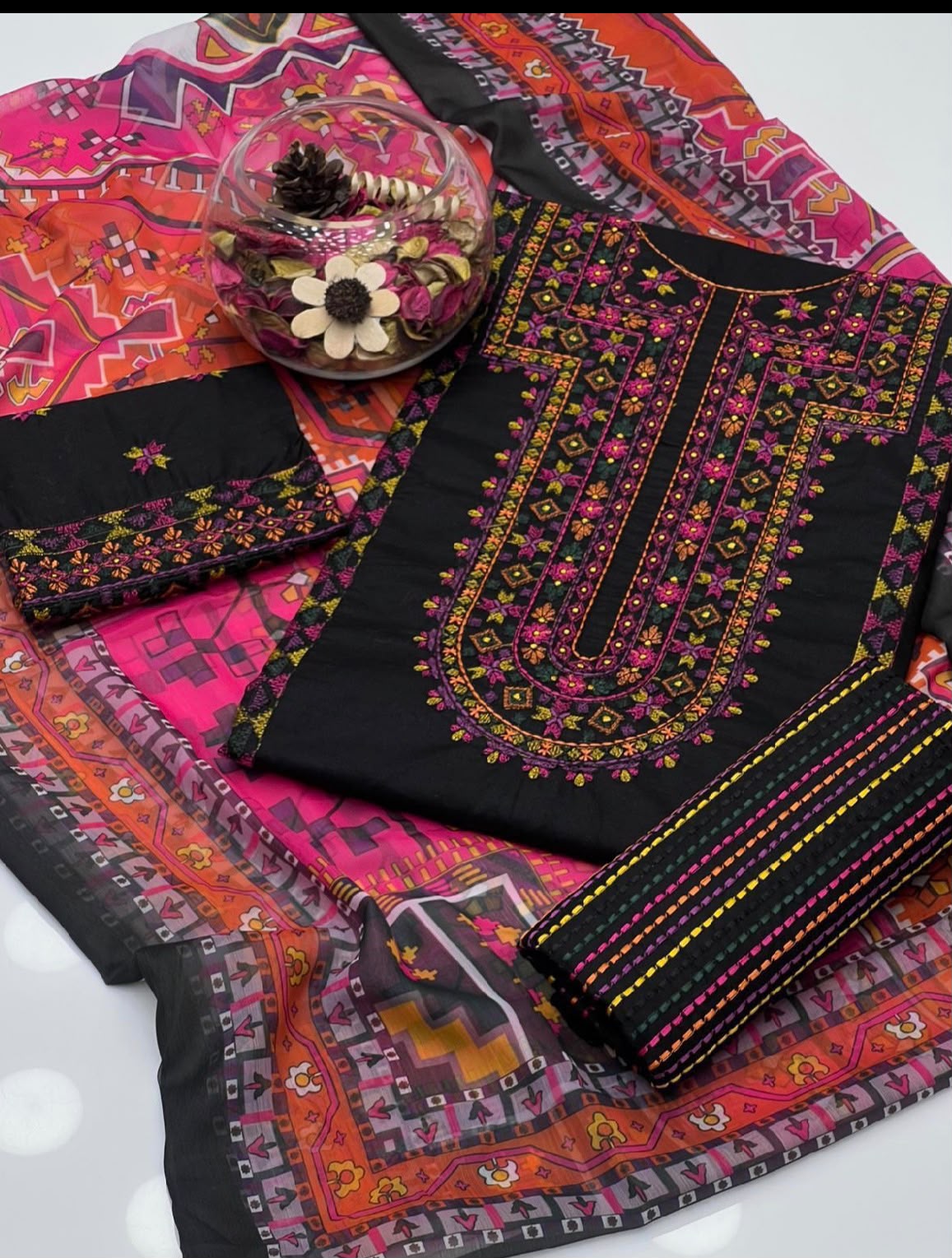 Soft Cotton Balochi Embroidered 3Pc