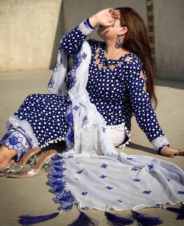 Polca Dots & Ari Work Embroidery 3Pc Dress