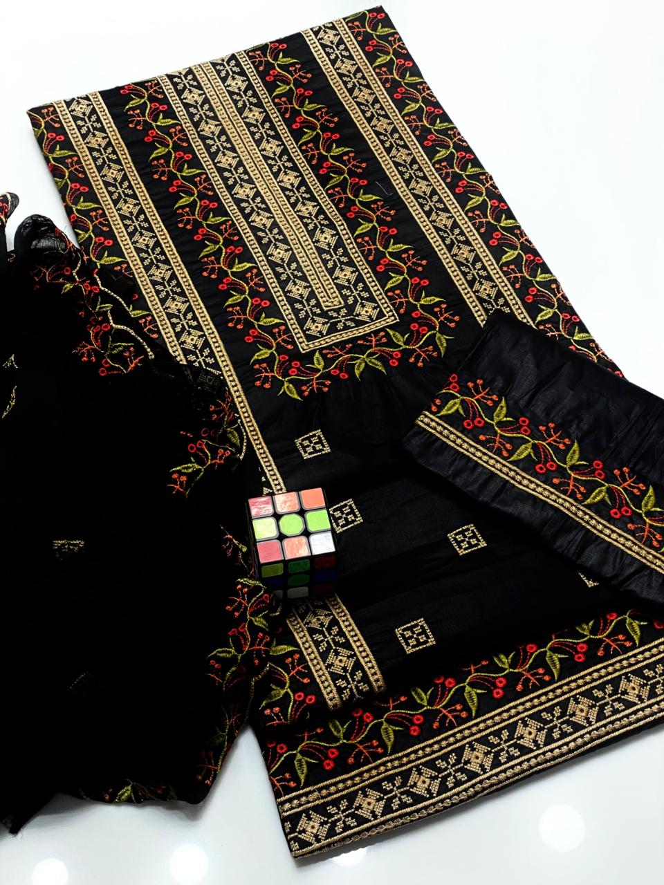 Lawn Cotton CrossStitch Embroidery 3Pc Dress
