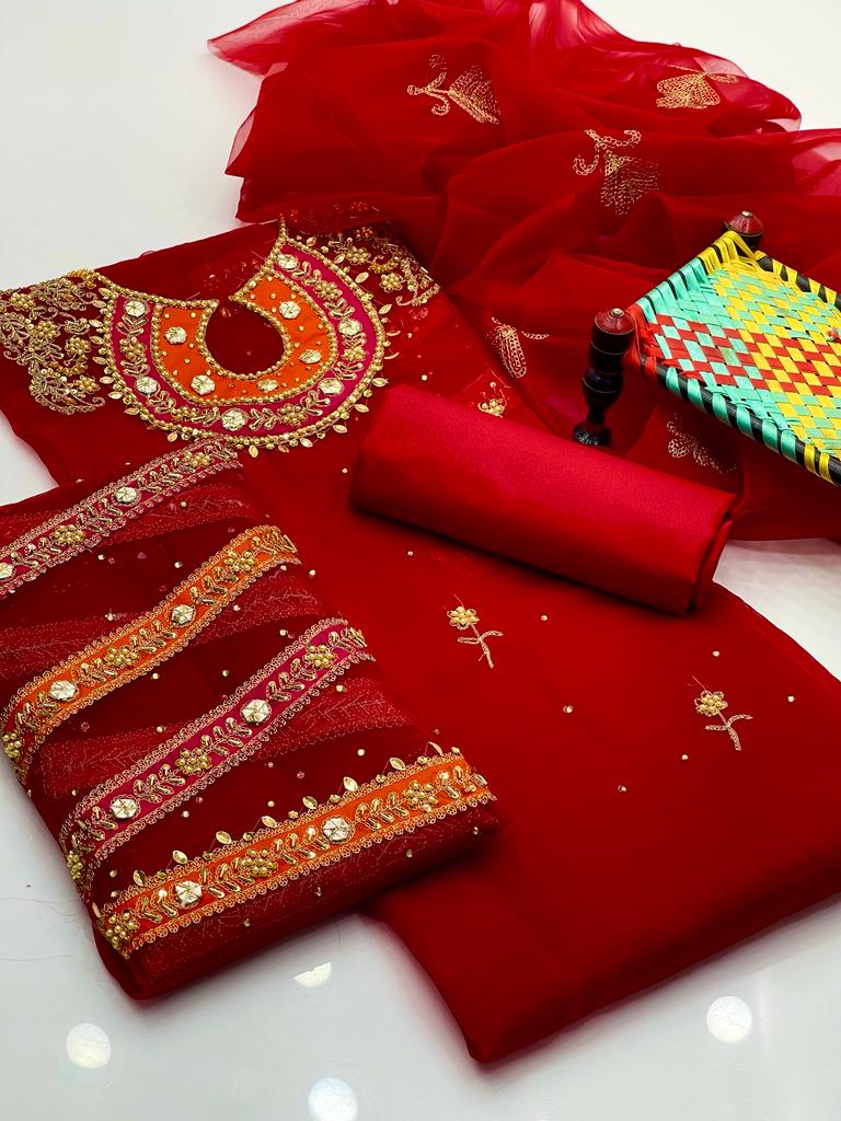 Organza Embroidered 3Pc Dress