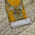 Chiffon Fabric Mirror 3Pc Dress | Sale Offer | Embroidered Shirt & Banarsi Dupatta