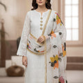 Lawn ChikanKari & Oil Paint Combination 3Pc Dress