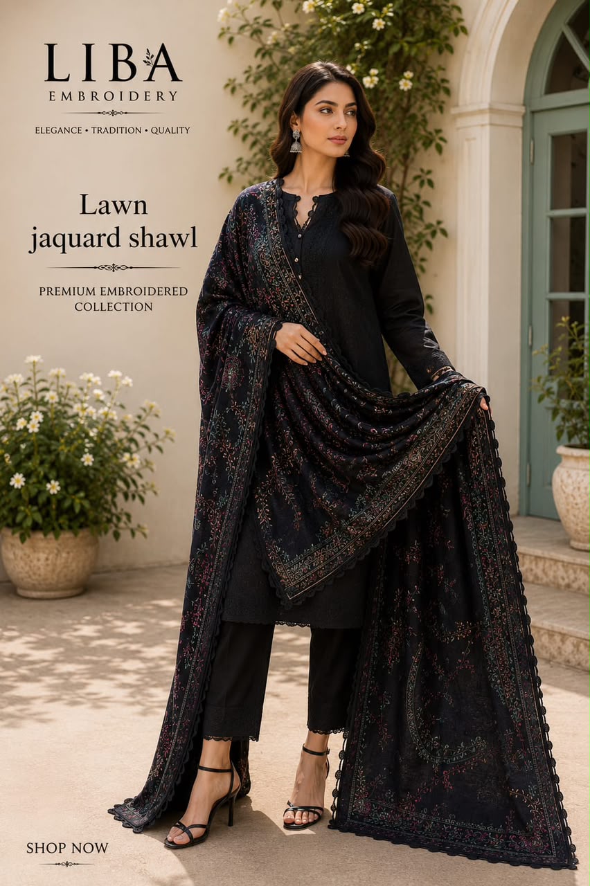 Handmade Kashmiri Work Lawn Shawl