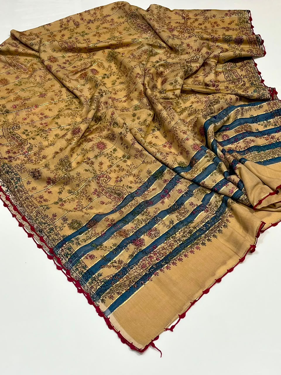Handmade Kashmiri Work Lawn Shawl