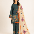 Handmade Applique Embroidery – Cotton Khaadi 3Pc Dress