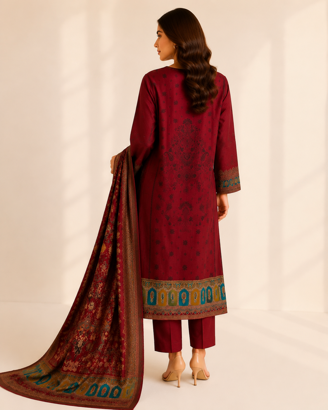 Pure Pashmina Wool Jacquard 3Pc Suit